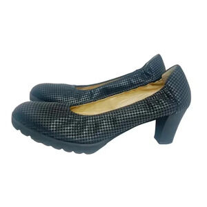 Brunate Ambe Black Houndstooth Heeled Ballet Shoes Size 40 1/2